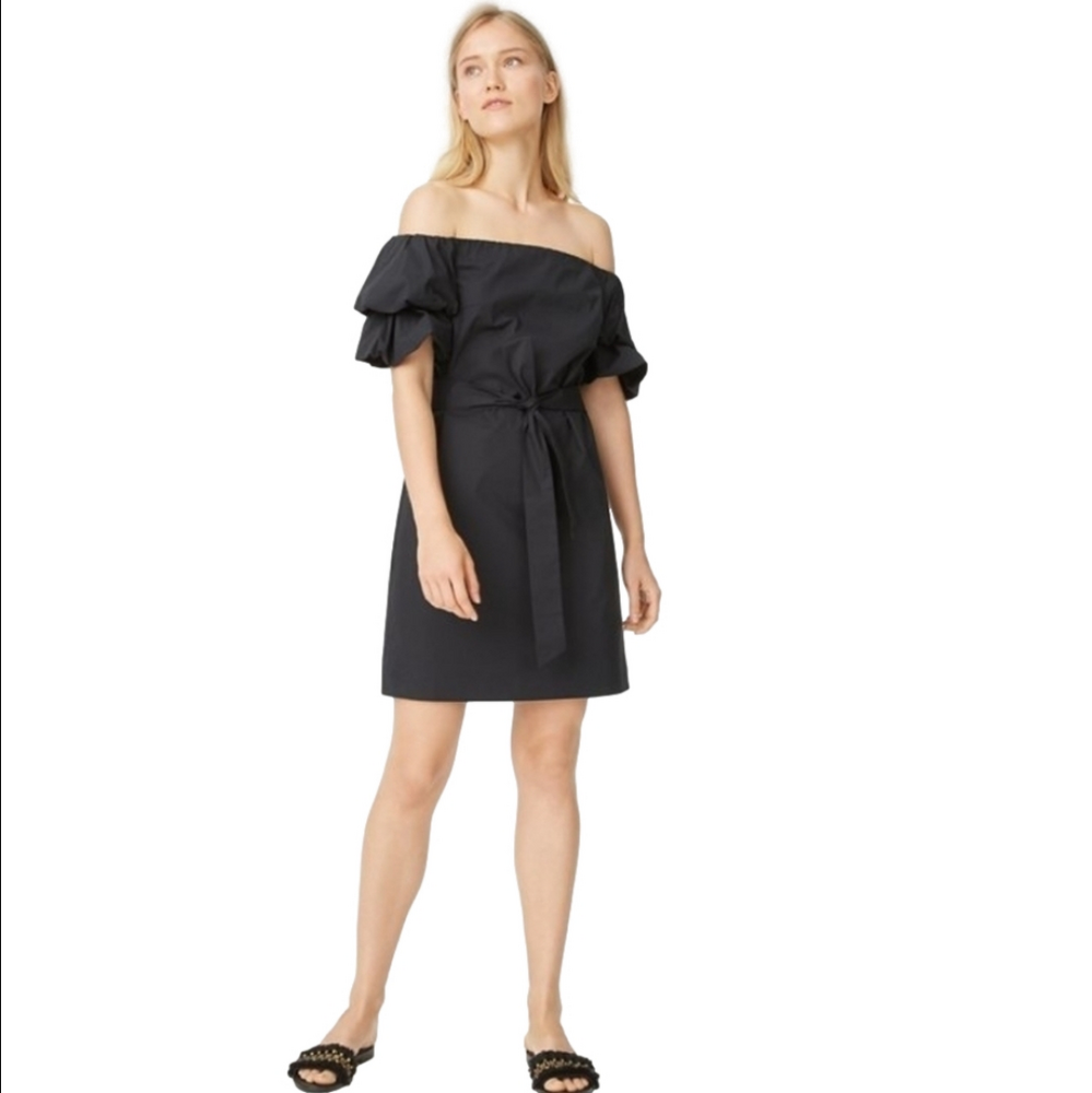 Club Monaco Arnar Black Off The Shoulder Puff Sleeves Mini  Whimsigoth Dress Sz8